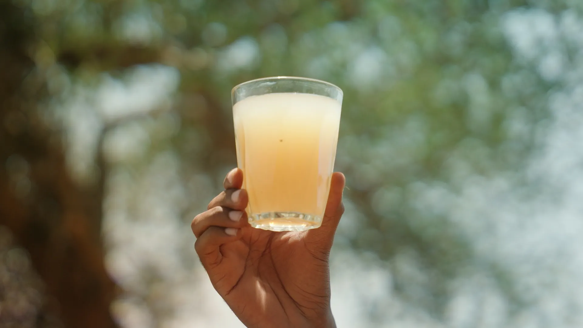 A glass with dirty drinking water